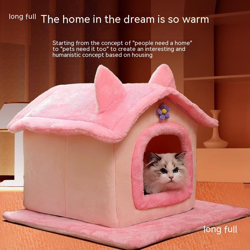 KFX-9606077 Thickened Winter Cat Nest with Support Skeleton and Fun Teaser Options