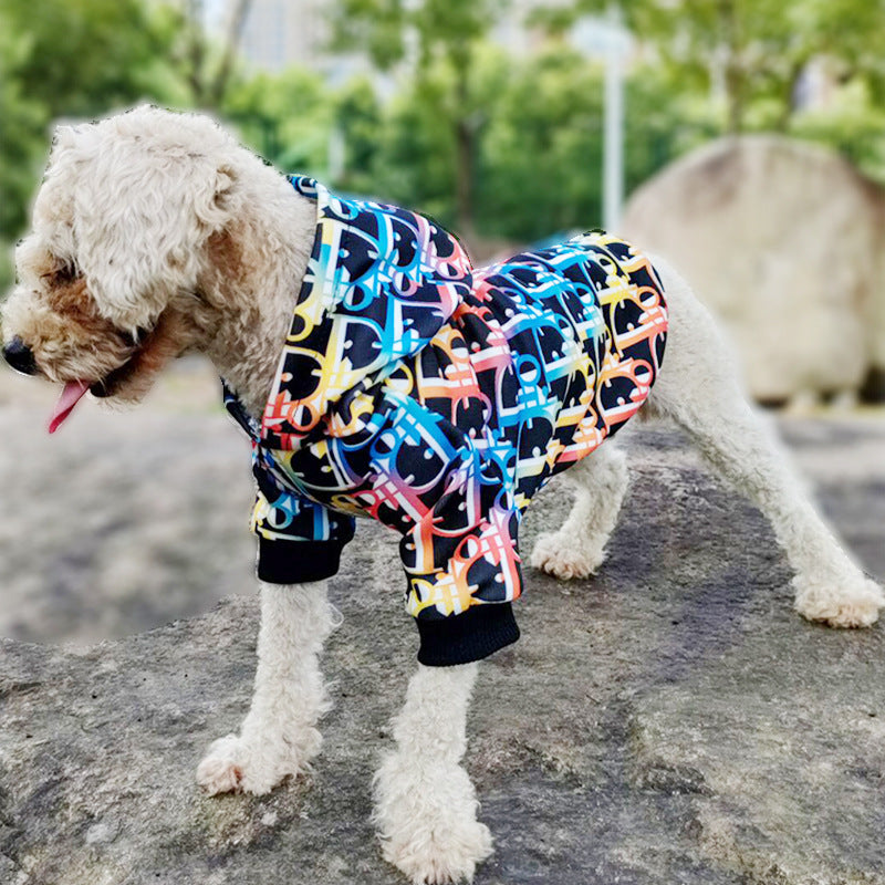 KFX-9606205 Colorful Letter Print Polyester Pet Hoodie for Trendy Pets