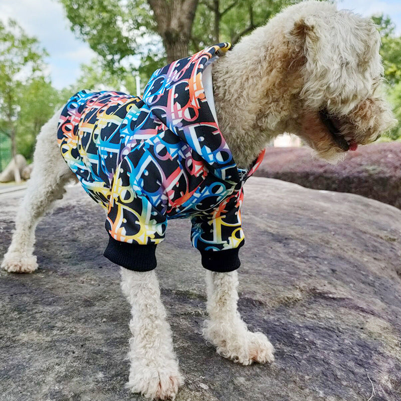 KFX-9606205 Colorful Letter Print Polyester Pet Hoodie for Trendy Pets