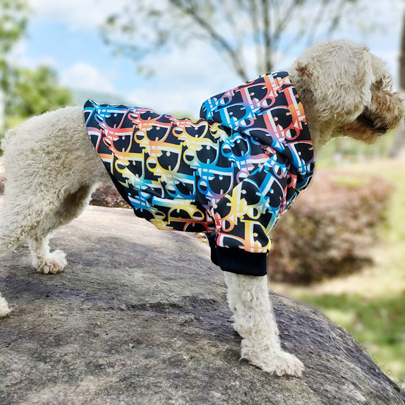 KFX-9606205 Colorful Letter Print Polyester Pet Hoodie for Trendy Pets