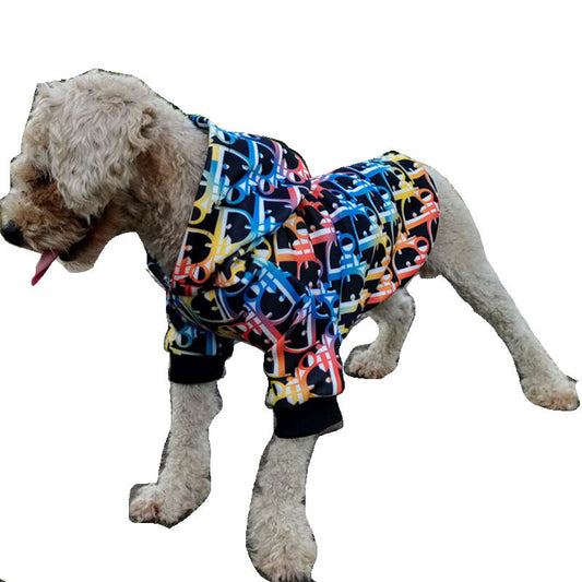 KFX-9606205 Colorful Letter Print Polyester Pet Hoodie for Trendy Pets