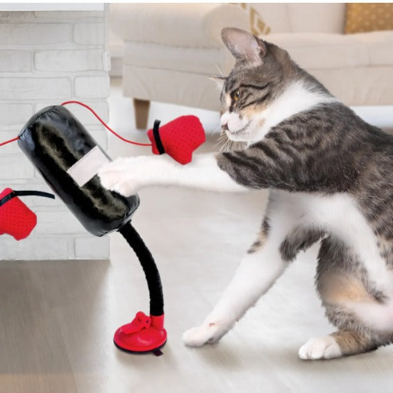 KFX-9609277 Interactive Cat Punching Bag Toy with Gloves for Active Indoor Play and Exercise