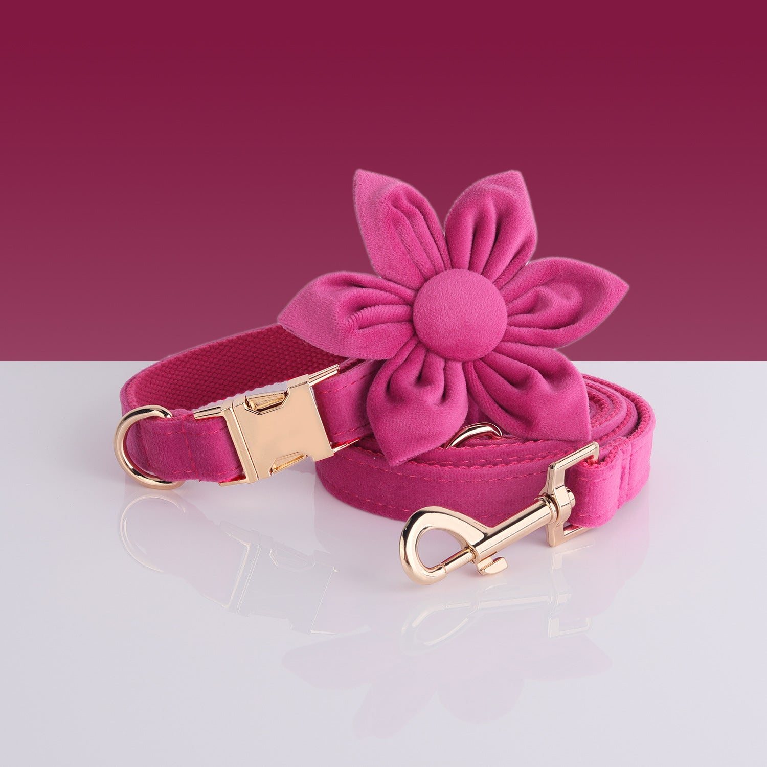 KFX-9609789 Fashion-Forward Pet Collar Set with Lead, Bow, Poop Bag, Chest Back, and Flower Decoration