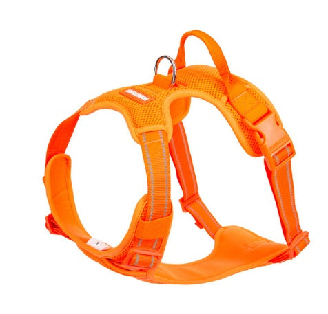 KFX-9611069 Dog Vest-style Chest Strap with Towing Rope - Adjustable Size Options in Orange, Red & Black