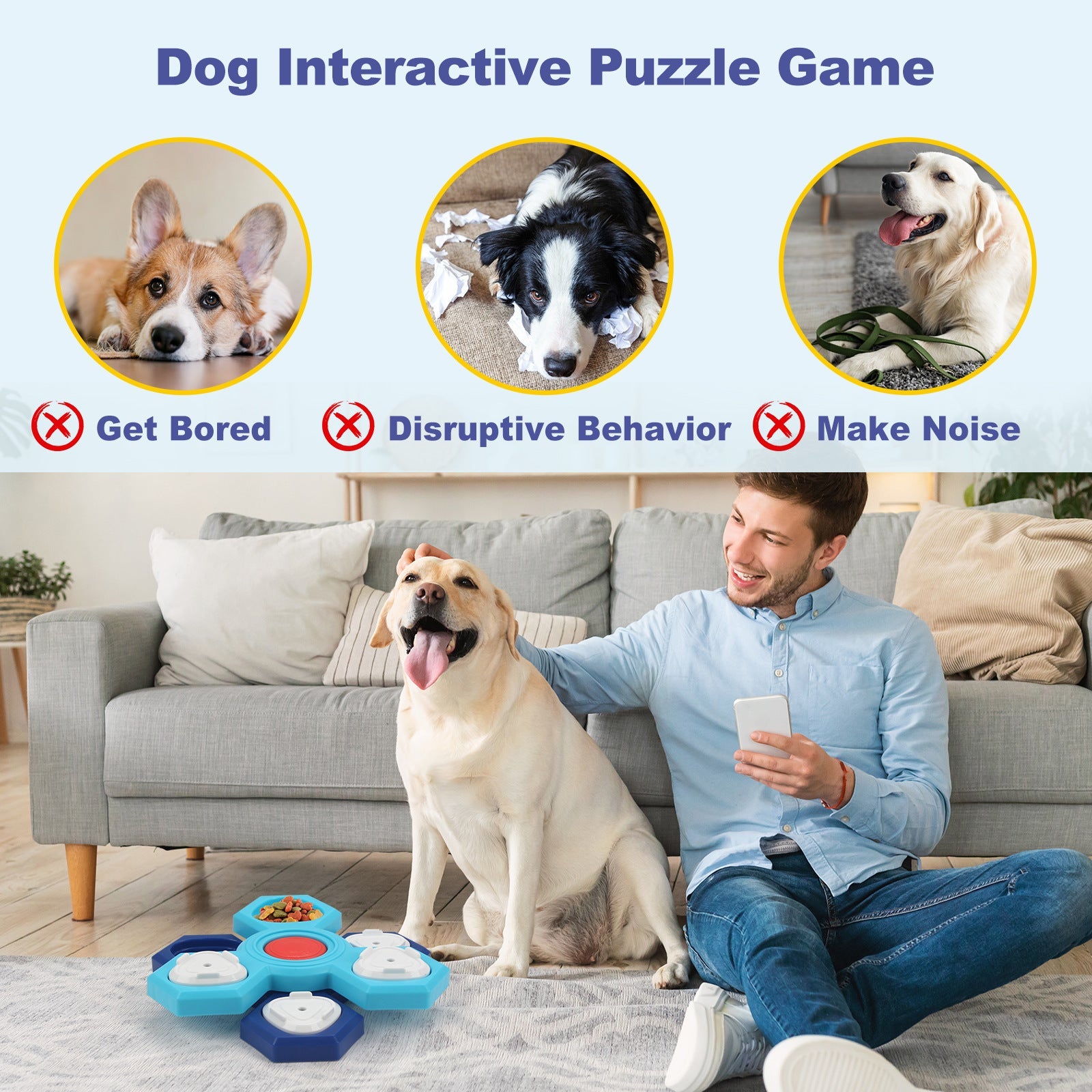 KFX-9612605 Interactive 4-Layer Slow Feeder Pet Bowl for Dogs - Non-Slip Puzzle Design to Promote Healthy Eating & Digestion