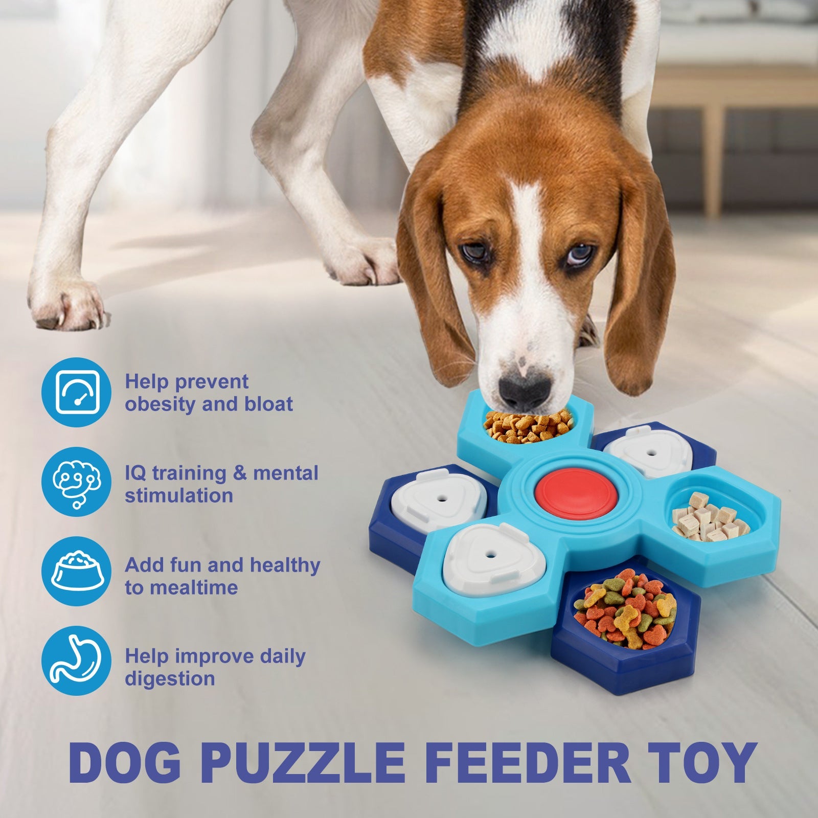 KFX-9612605 Interactive 4-Layer Slow Feeder Pet Bowl for Dogs - Non-Slip Puzzle Design to Promote Healthy Eating & Digestion