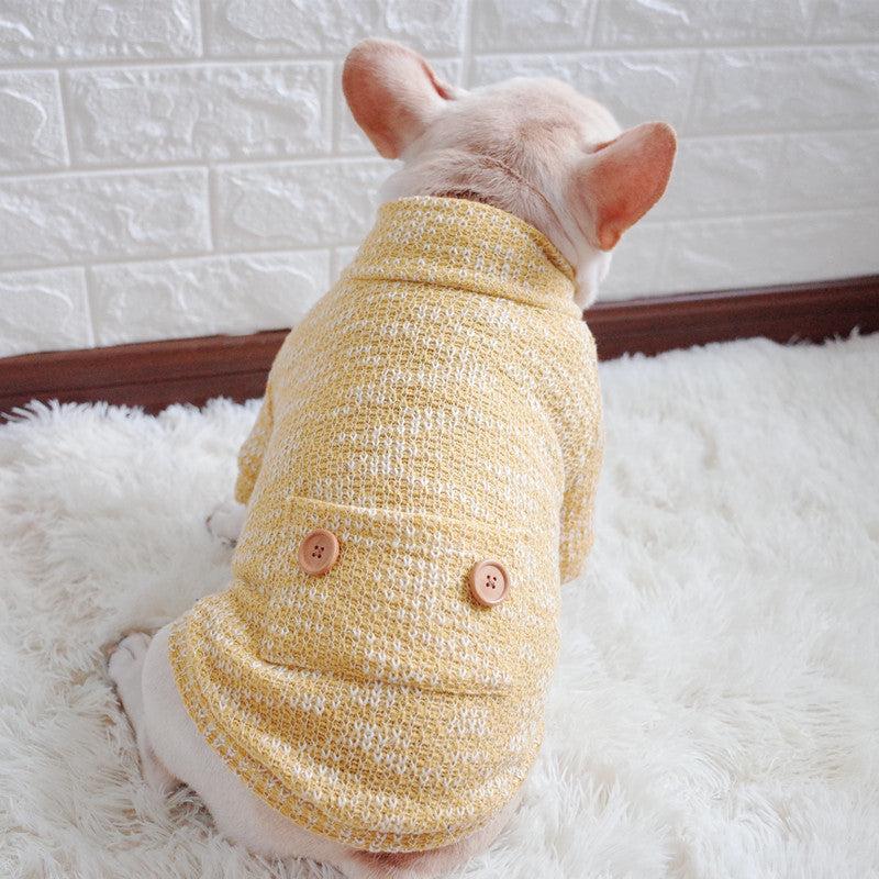 KFX-9615549 Cozy Wool Turtleneck Dog Sweater for Cold Weather - Available in Wine Red, Blue, and Yellow