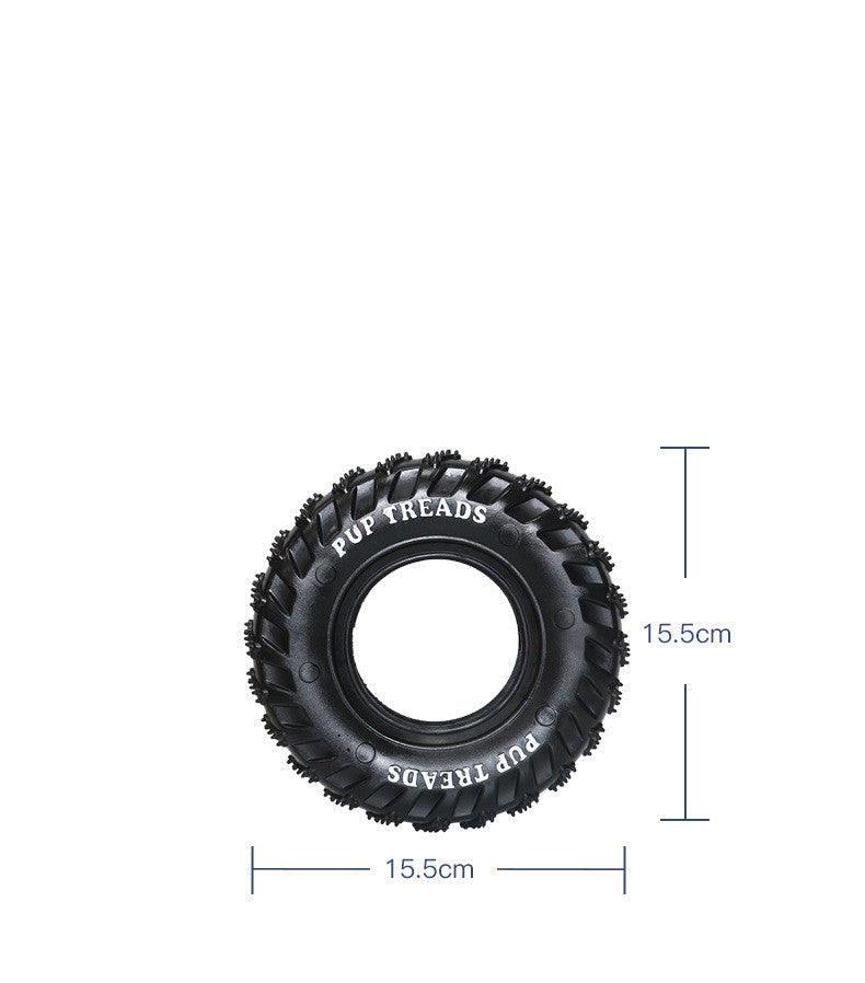 KFX-9618365 Durable Rubber Tire Toy for Dogs - Molar Ring for Clean Teeth, 15.5cm Diameter