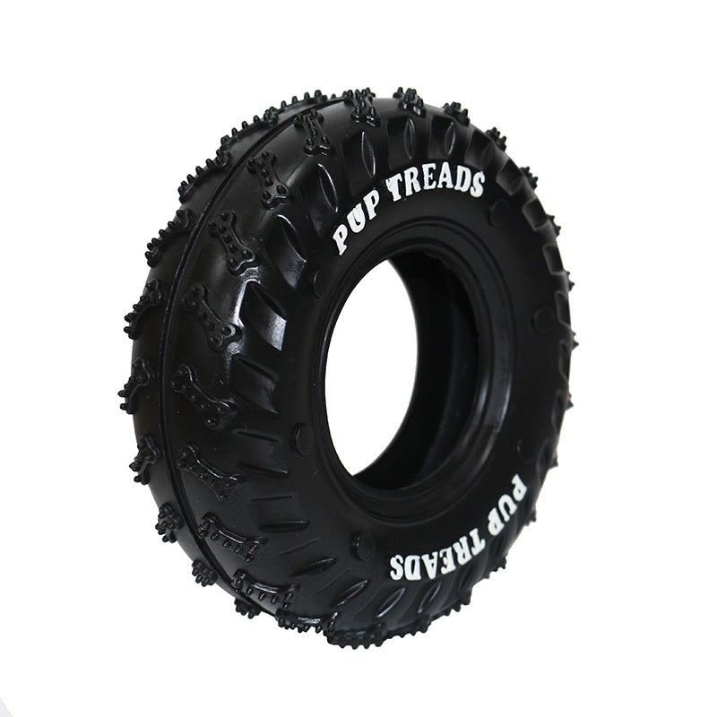 KFX-9618365 Durable Rubber Tire Toy for Dogs - Molar Ring for Clean Teeth, 15.5cm Diameter