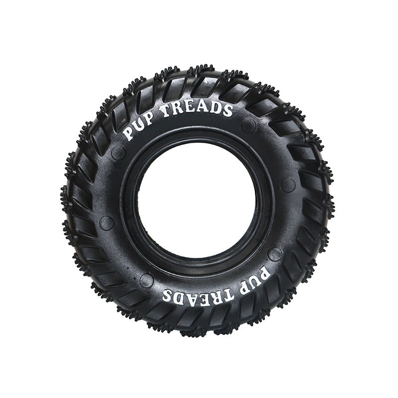 KFX-9618365 Durable Rubber Tire Toy for Dogs - Molar Ring for Clean Teeth, 15.5cm Diameter