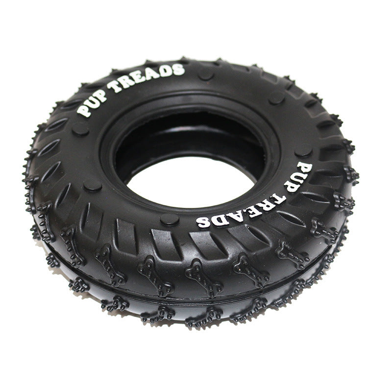 KFX-9618365 Durable Rubber Tire Toy for Dogs - Molar Ring for Clean Teeth, 15.5cm Diameter
