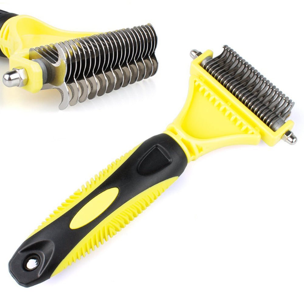 KFX-9619133 Stainless Steel Double-Sided Knot Comb with ABS and TPR Grip, 18.5x9x2.6 cm