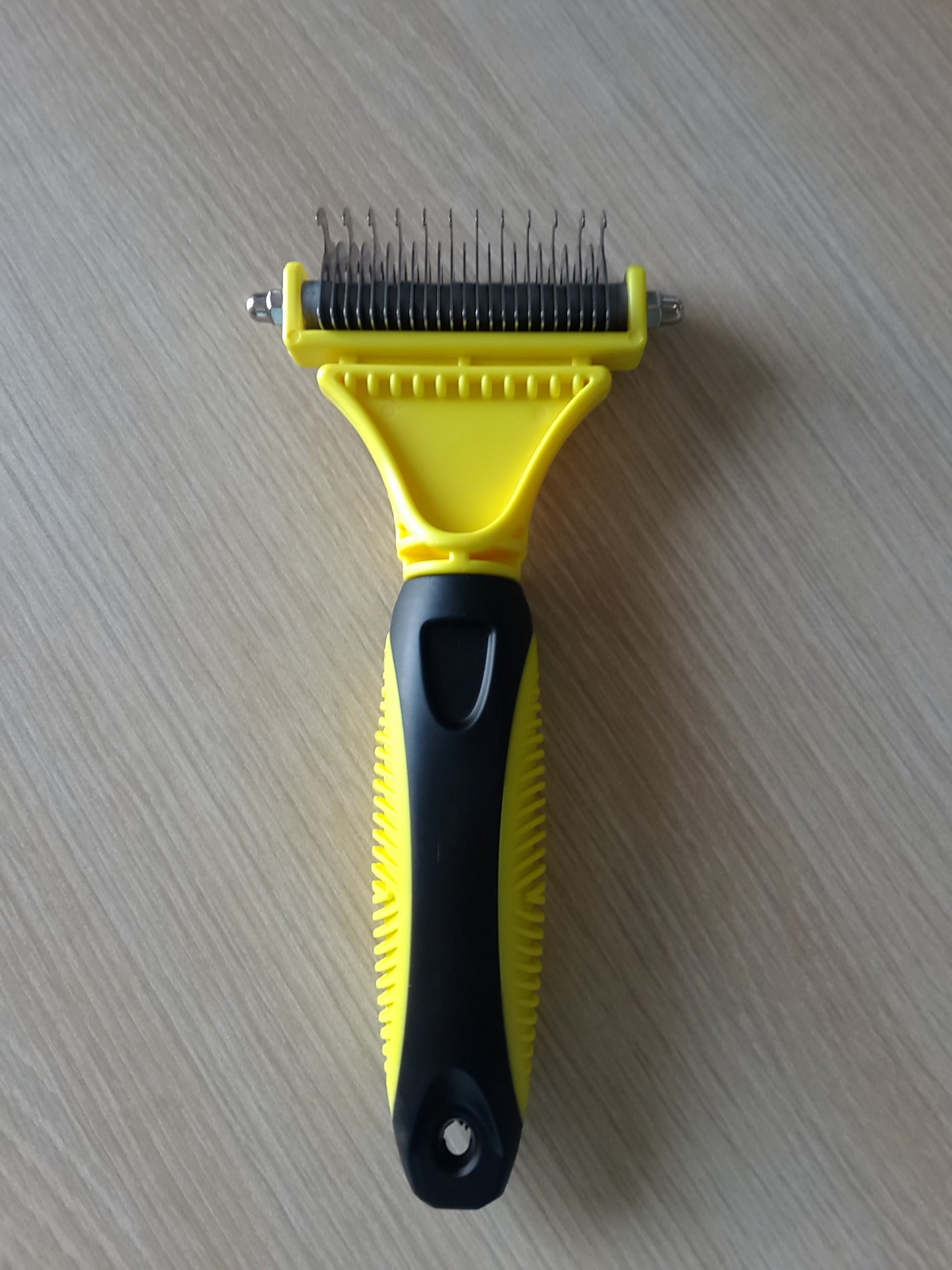 KFX-9619133 Stainless Steel Double-Sided Knot Comb with ABS and TPR Grip, 18.5x9x2.6 cm