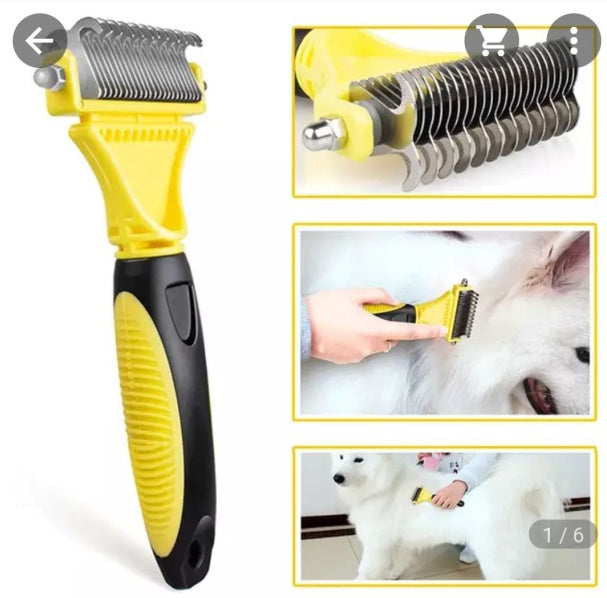 KFX-9619133 Stainless Steel Double-Sided Knot Comb with ABS and TPR Grip, 18.5x9x2.6 cm