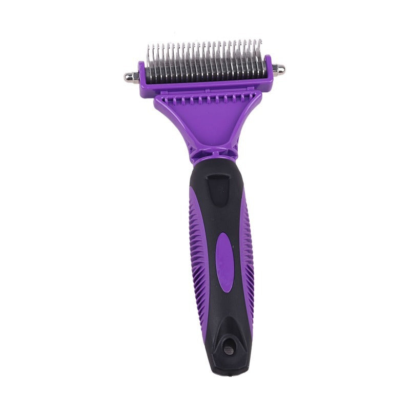 KFX-9619133 Stainless Steel Double-Sided Knot Comb with ABS and TPR Grip, 18.5x9x2.6 cm