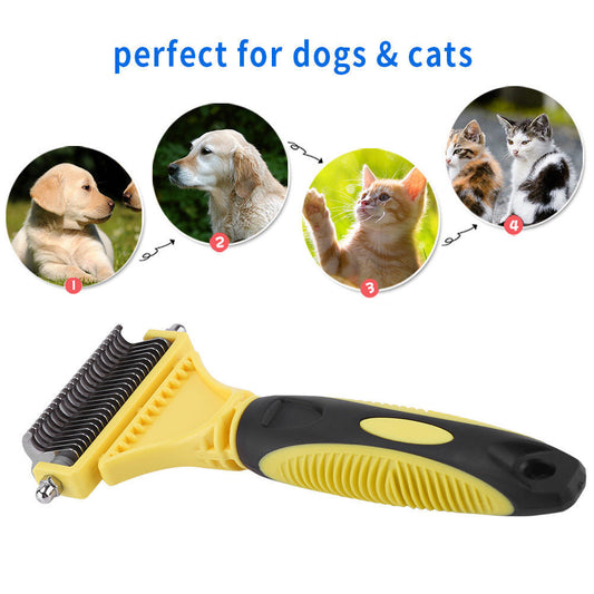 KFX-9619133 Stainless Steel Double-Sided Knot Comb with ABS and TPR Grip, 18.5x9x2.6 cm