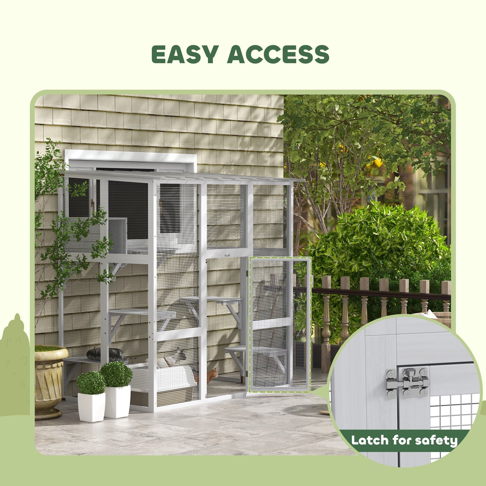 KFX-9623357 Spacious Outdoor Cat Enclosure with Platforms and Cozy Resting Box