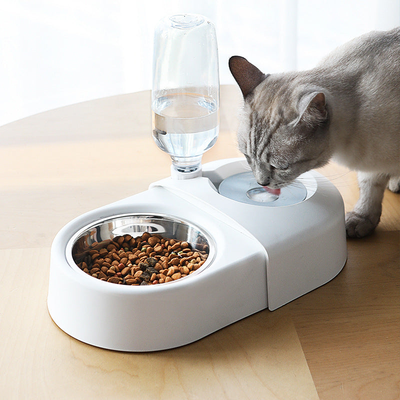 KFX-9623485 Anti-Overturning Pet Rice Bowl - Durable Plastic Cat Dish in White, Pink, and Blue