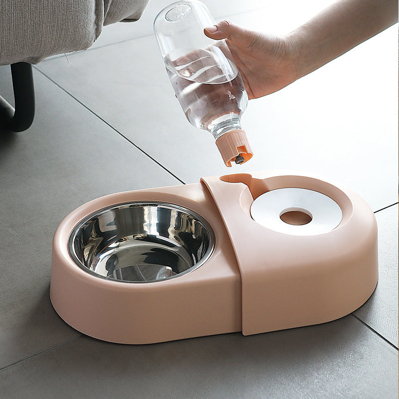 KFX-9623485 Anti-Overturning Pet Rice Bowl - Durable Plastic Cat Dish in White, Pink, and Blue