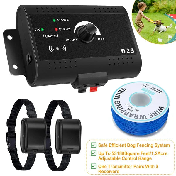 KFX-9625277 Electric Dog Fence System with Water-Resistant Collar for All Dog Sizes, Adjustable Range Up to 1.2 Acres