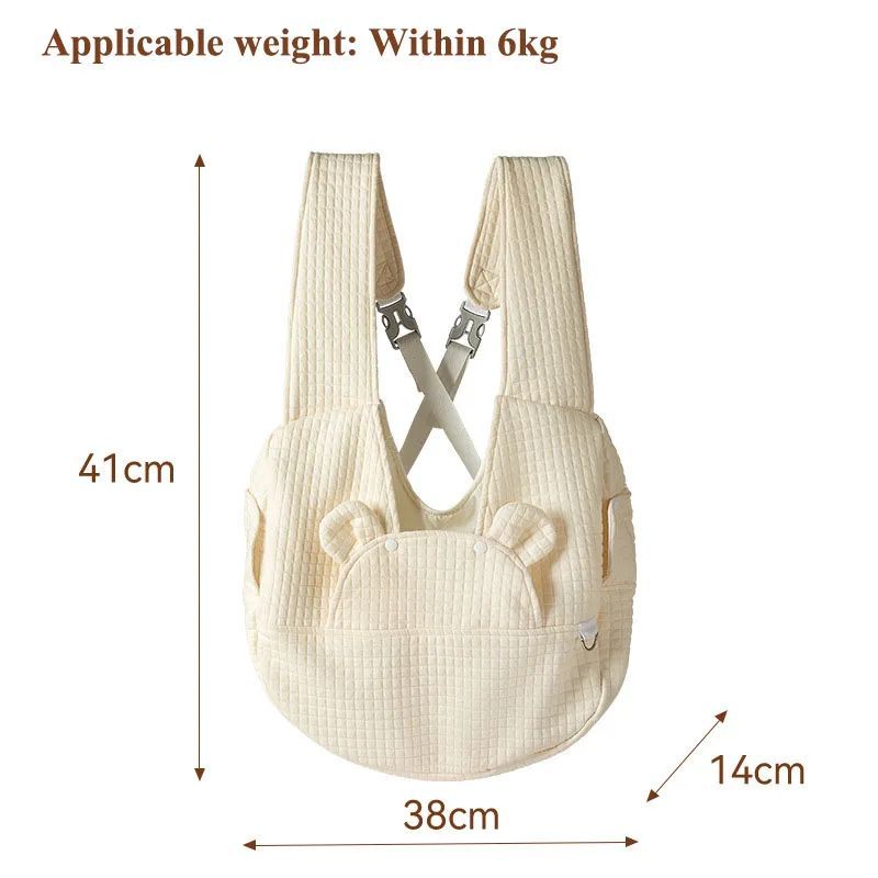 KFX-9625533 Comfortable Pet Backpack for Cats and Dogs, Breathable Outdoor Carrier with Cross Design, Miya White Bear 38x18x41CM
