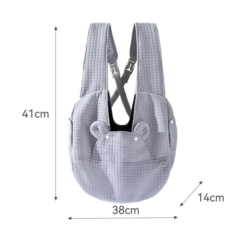 KFX-9625533 Comfortable Pet Backpack for Cats and Dogs, Breathable Outdoor Carrier with Cross Design, Miya White Bear 38x18x41CM