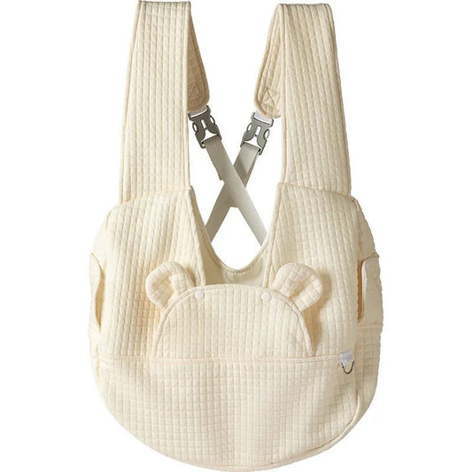 KFX-9625533 Comfortable Pet Backpack for Cats and Dogs, Breathable Outdoor Carrier with Cross Design, Miya White Bear 38x18x41CM