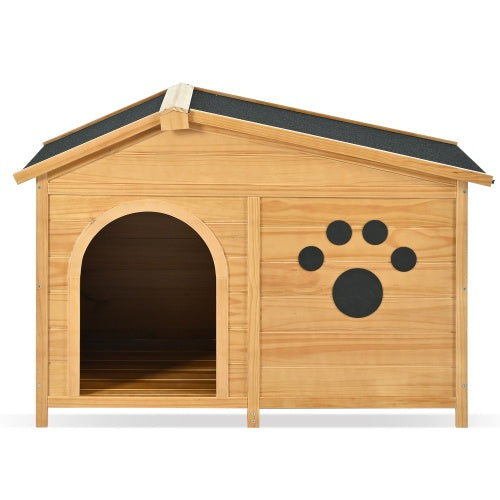 KFX-9626941 Wooden Dog House with Porch and Water-Resistant Roof for Medium Dogs, 48-Inch Outdoor Kennel with Removable Baseboards