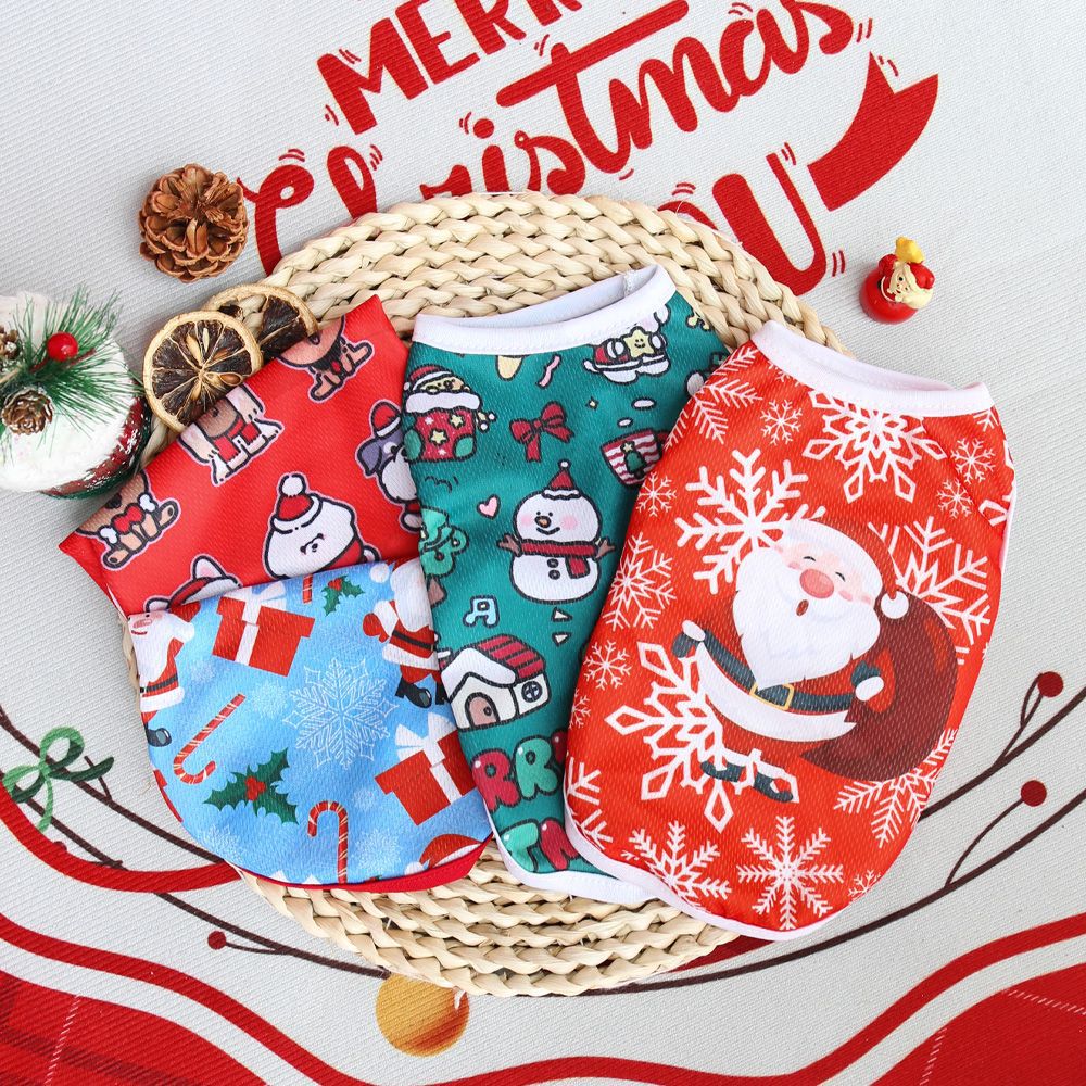 KFX-9627709 Festive Limited Edition Pet Vest - Short Style for Small Dogs and Cats, Unisex, Multiple Christmas Designs
