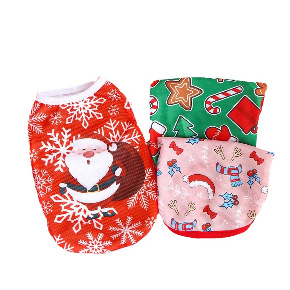 KFX-9627709 Festive Limited Edition Pet Vest - Short Style for Small Dogs and Cats, Unisex, Multiple Christmas Designs