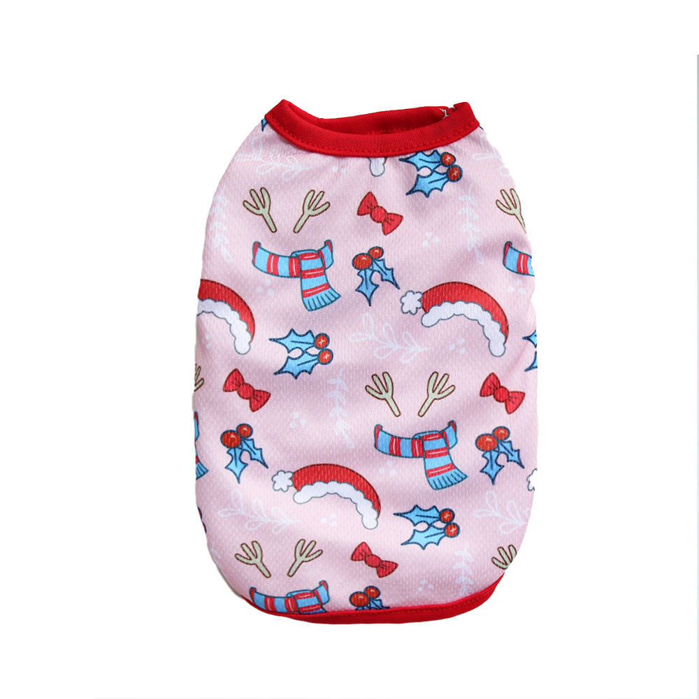 KFX-9627709 Festive Limited Edition Pet Vest - Short Style for Small Dogs and Cats, Unisex, Multiple Christmas Designs