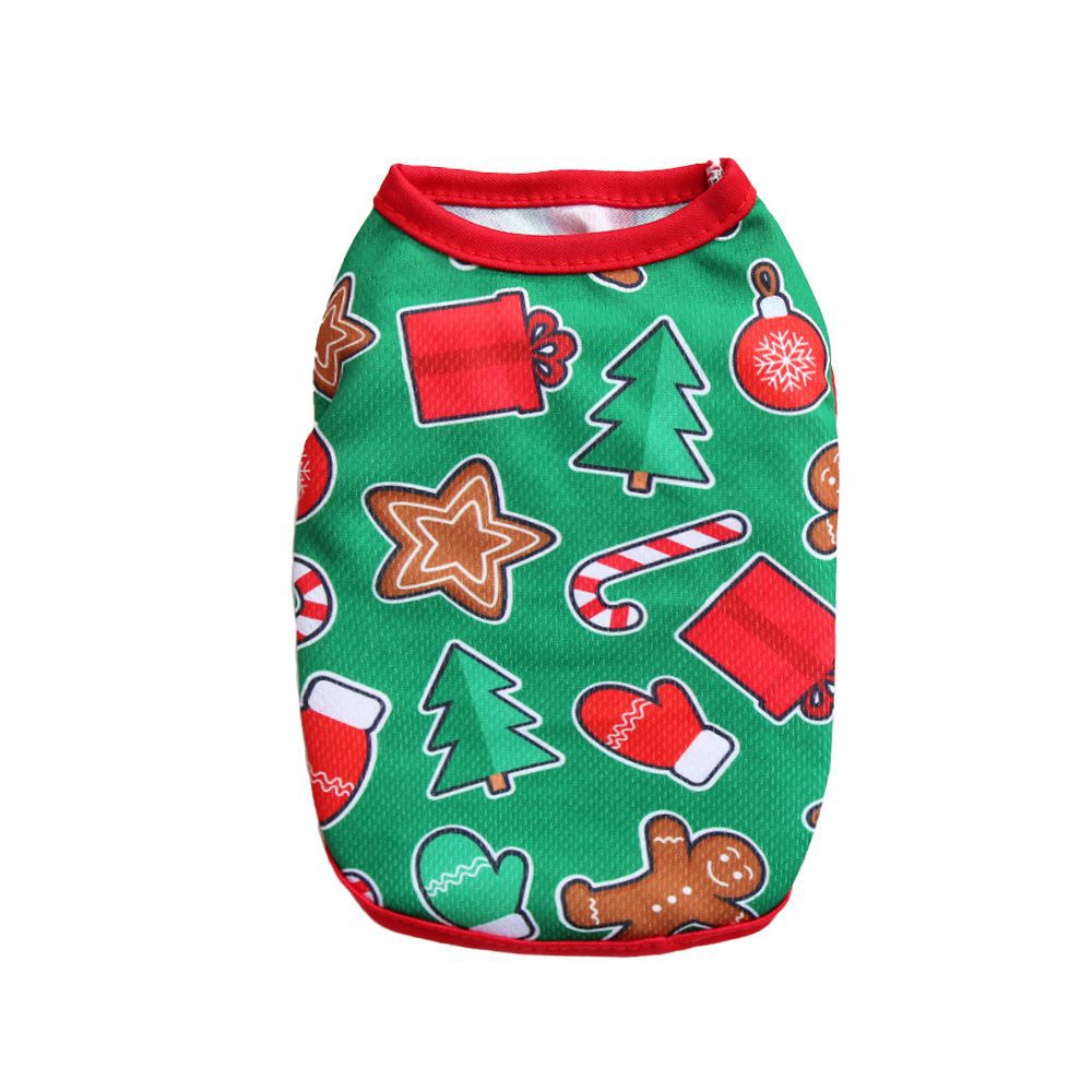 KFX-9627709 Festive Limited Edition Pet Vest - Short Style for Small Dogs and Cats, Unisex, Multiple Christmas Designs