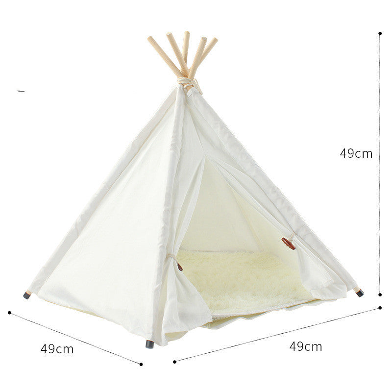 KFX-9628093 Detachable and Washable Canvas White Pet Tent with Plush Pad and Accessories