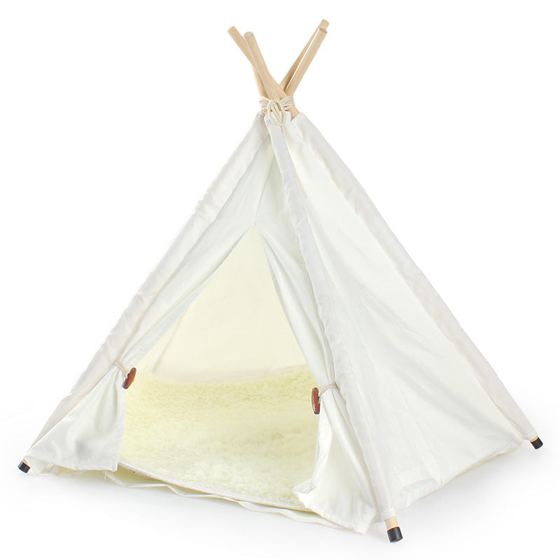 KFX-9628093 Detachable and Washable Canvas White Pet Tent with Plush Pad and Accessories