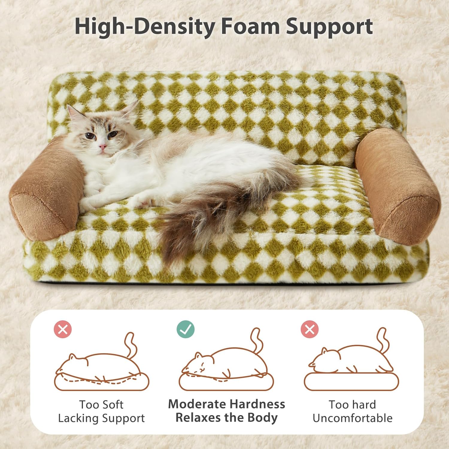 KFX-9630525 Cozy Cat and Dog Sofa Bed with Non-Slip Bottom and Washable Cover for Small Pets