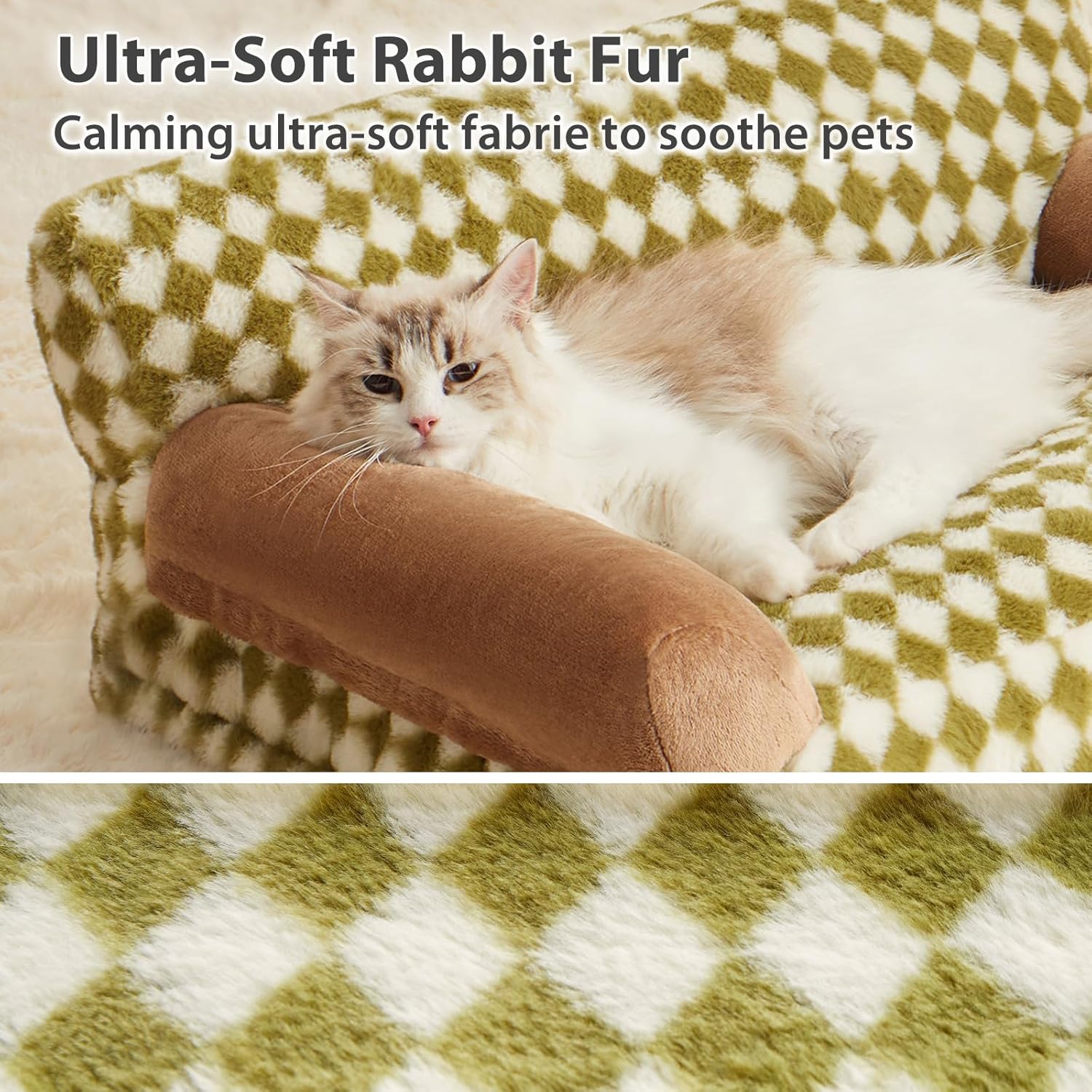 KFX-9630525 Cozy Cat and Dog Sofa Bed with Non-Slip Bottom and Washable Cover for Small Pets