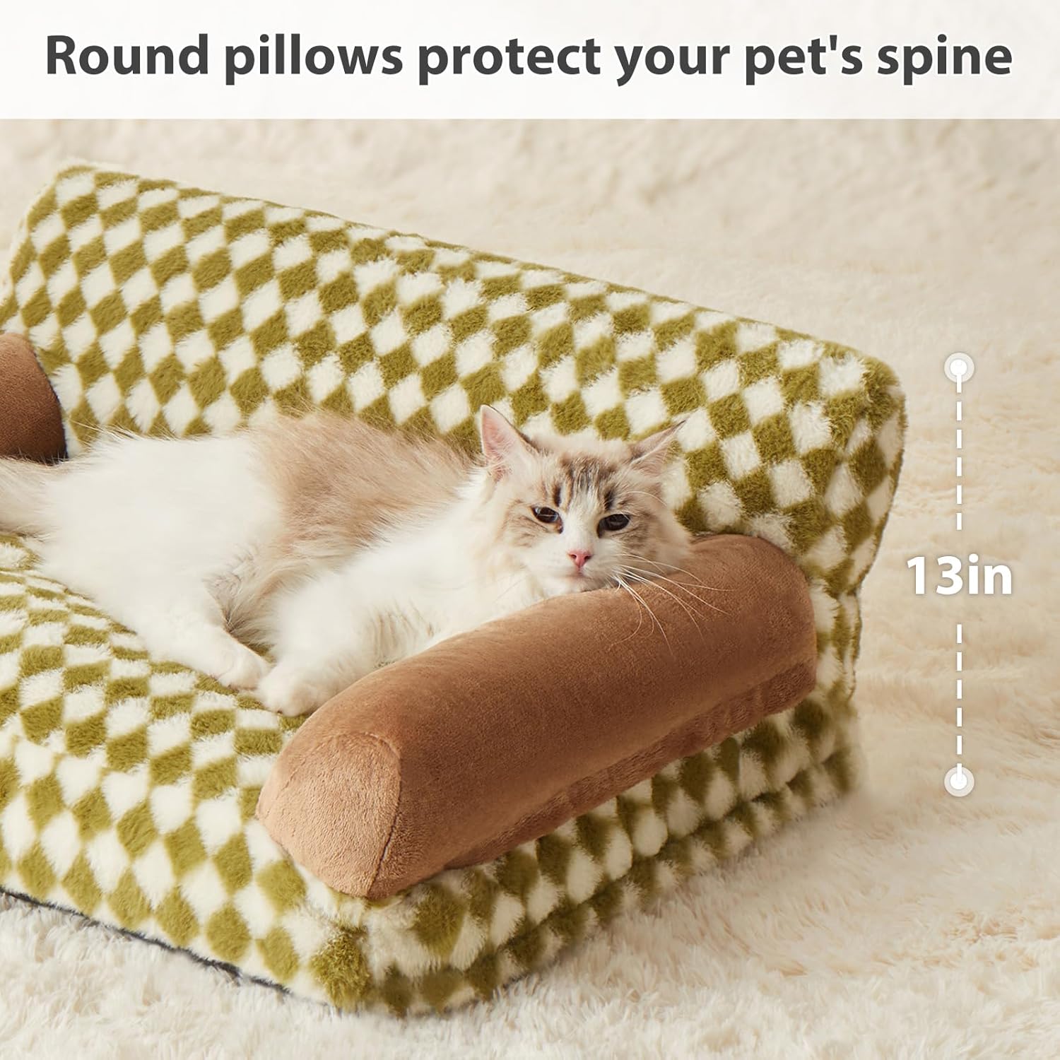 KFX-9630525 Cozy Cat and Dog Sofa Bed with Non-Slip Bottom and Washable Cover for Small Pets