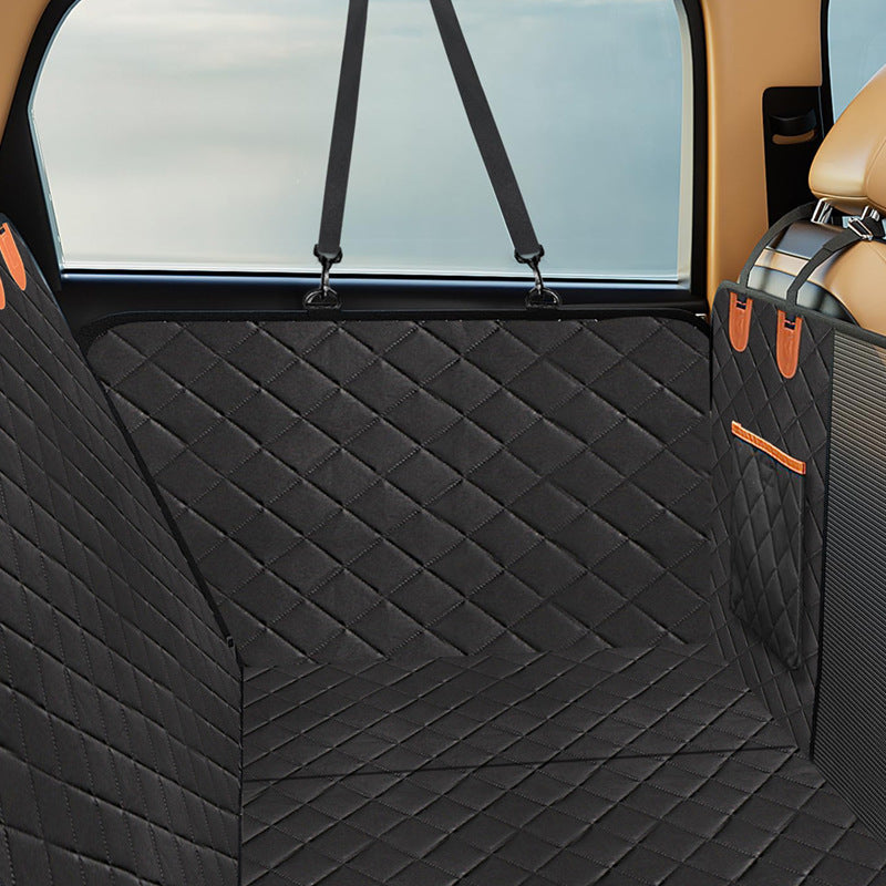 KFX-9630909 Durable Black Cloth Dog Seat Cover for Car with Heat Load Bearing Design