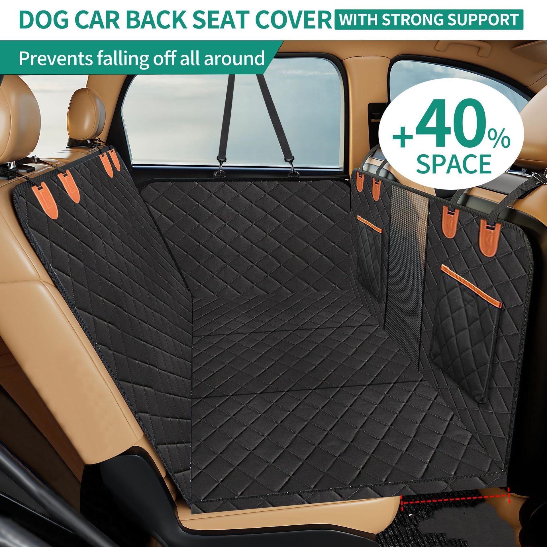 KFX-9630909 Durable Black Cloth Dog Seat Cover for Car with Heat Load Bearing Design