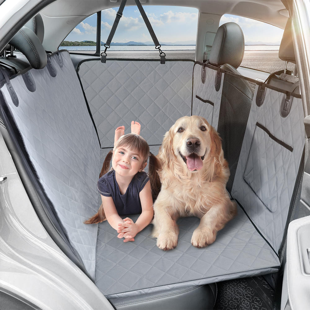 KFX-9630909 Durable Black Cloth Dog Seat Cover for Car with Heat Load Bearing Design