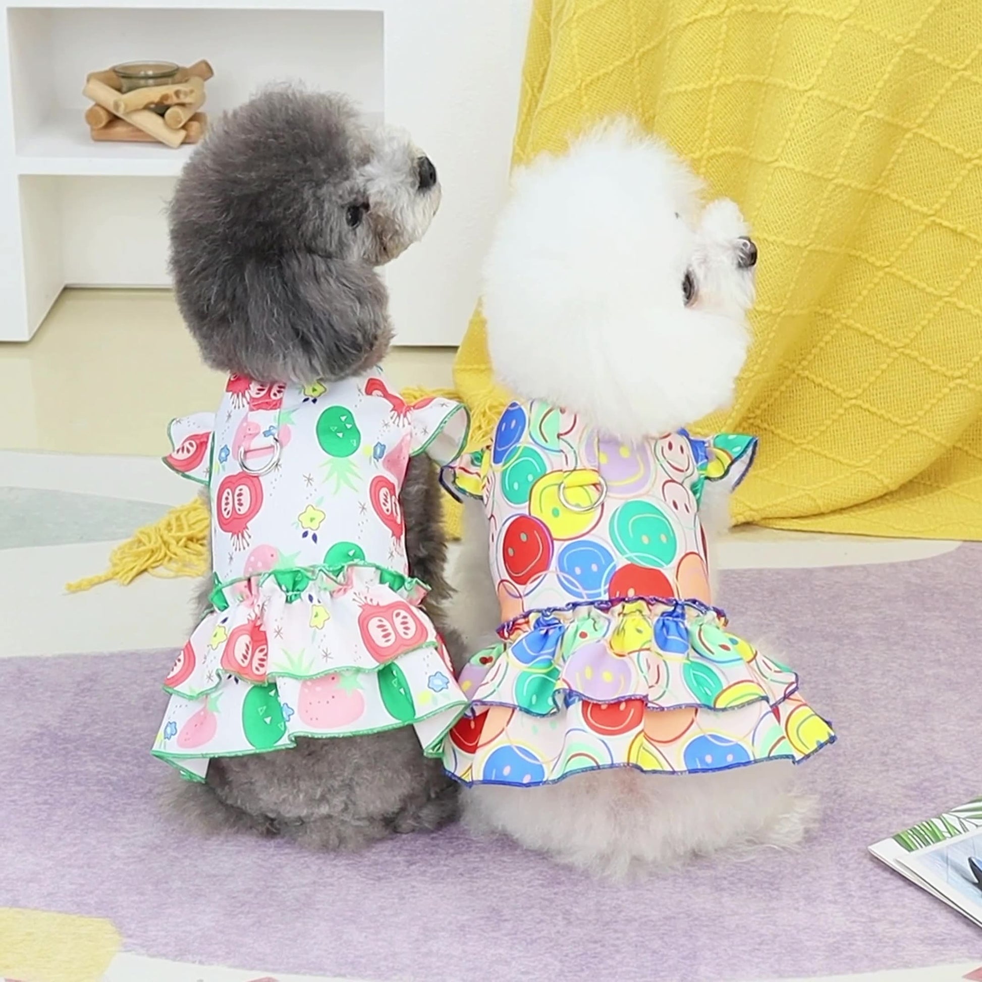 KFX-9631421 Casual Teddy Bear Style Skirt for Pets - Polyester, Available in White and Pink