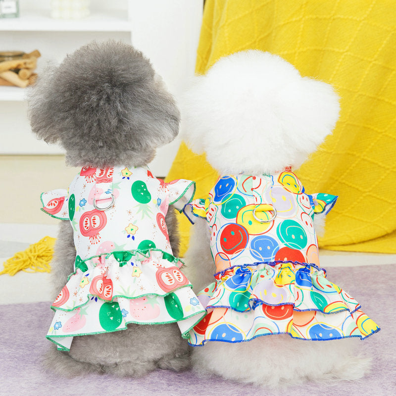 KFX-9631421 Casual Teddy Bear Style Skirt for Pets - Polyester, Available in White and Pink