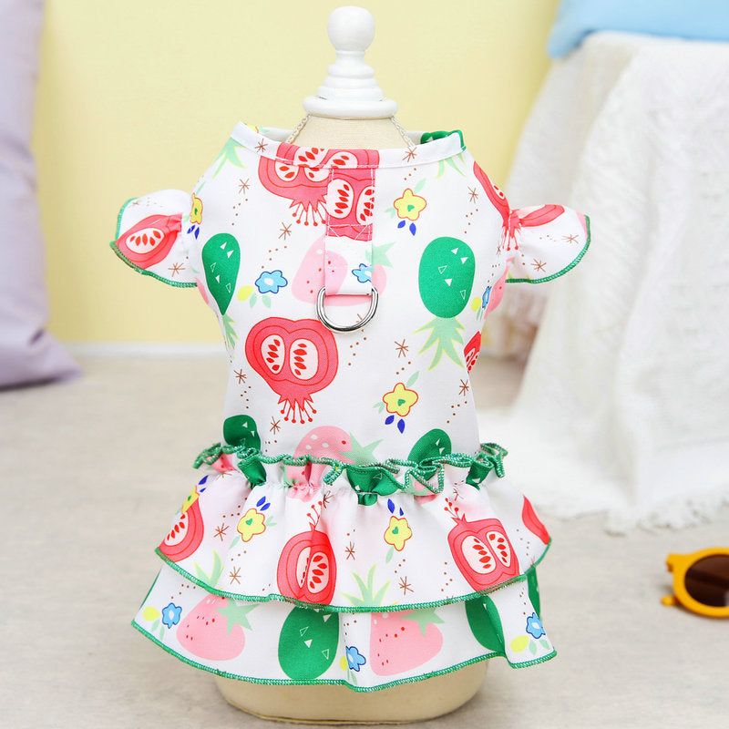 KFX-9631421 Casual Teddy Bear Style Skirt for Pets - Polyester, Available in White and Pink