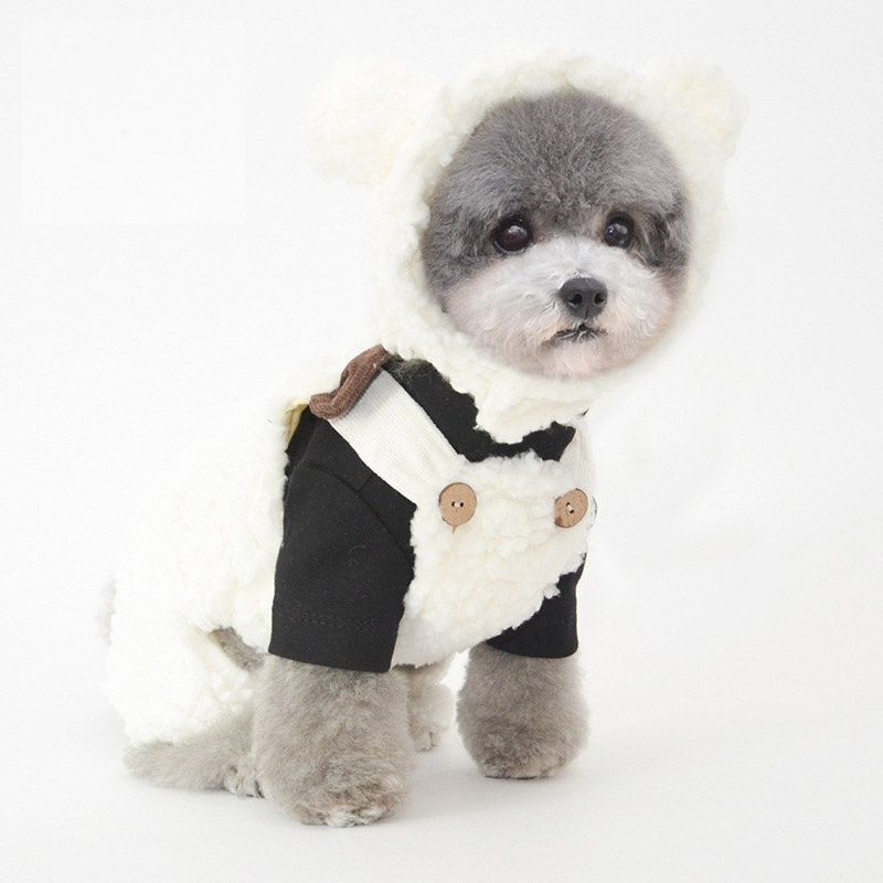 KFX-9633853 Plush Bear Hat for Pets in Brown, White, and Pink – Cozy Dress-Up Accessory