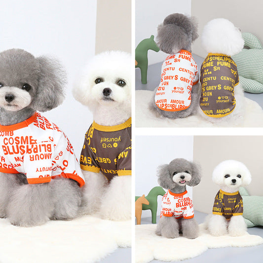 KFX-9635389 Stylish Cotton-Polyester Round Neck T-Shirt for Dogs in Various Sizes