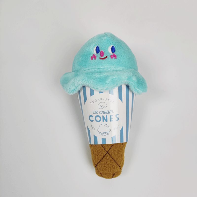 KFX-9636413 Durable Ice Cream Squeaky Toy for Dogs and Cats - Fleece Material, Engaging Playtime Fun