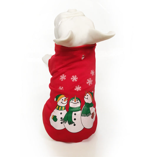 KFX-9639229 Winter-Themed Cotton Pet Clothes for Dogs – Snowman, Santa, and Christmas Styles