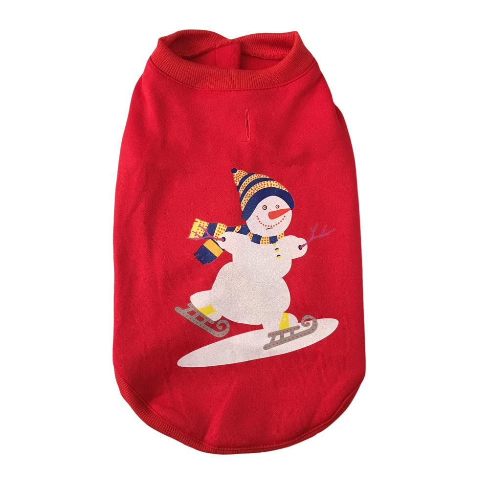 KFX-9639229 Winter-Themed Cotton Pet Clothes for Dogs – Snowman, Santa, and Christmas Styles