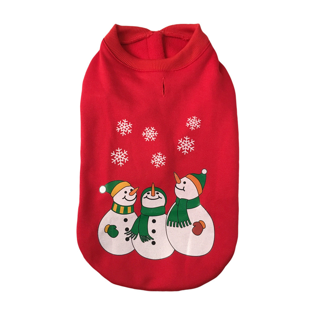 KFX-9639229 Winter-Themed Cotton Pet Clothes for Dogs – Snowman, Santa, and Christmas Styles