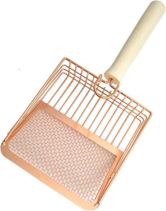 KFX-9640253 Metal Cat Litter Scoop with Wooden Handle for Effective Poop Sifting and Litter Box Maintenance